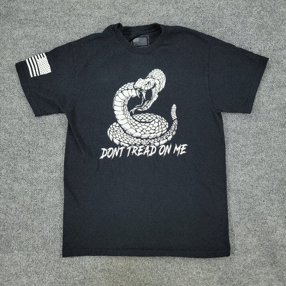 Don't Tread On Me Shirt Men's Medium Black Rattlesnake Graphic Tee Short Sleeve